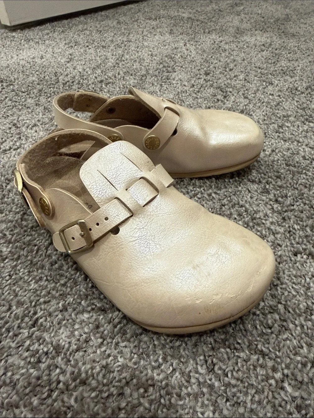 Birkenstock Kay Kids Birko-Flor in Graceful Pearl White, size 12-12.5